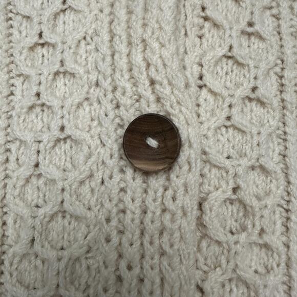 Loch Garman Sweater Womens S Cream Aran Cable Knit Cardigan Fisherknit Ireland - Picture 5 of 8